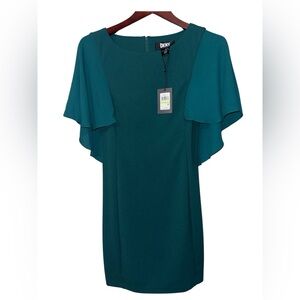 DKNY Emerald Green Flutter Sleeve Shift Dress NWT Size 4 Retails for $129
